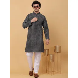 KRAFT INDIA Floral Printed Mandarin Collar Straight Cotton Kurta-picture-40