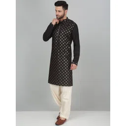 KRAFT INDIA Floral Woven Design Mandarin Collar Straight Kurta-picture-35