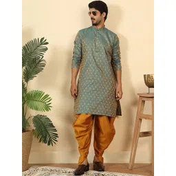 KRAFT INDIA Jacquard Paisley Woven Design Mandarin Collar Kurta & Dhoti Pants-picture-22
