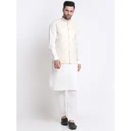 KRAFT INDIA Mandarin Collar Kurta with Pyjamas & Nehru Jacket-picture-23