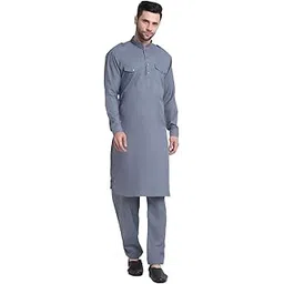 kraft india Men Cotton Solid Pathani and Salwar Set-picture-27