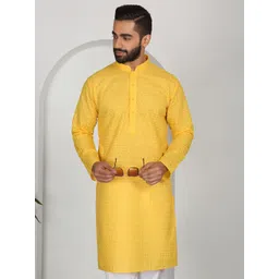 KRAFT INDIA Men Ethnic Motifs Embroidered Chikankari Kurta-picture-37