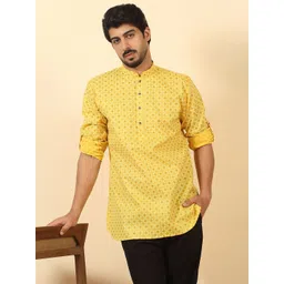 KRAFT INDIA Men Ethnic Motifs Printed Festive Cotton Straight Kurta-image-21