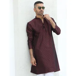 KRAFT INDIA Men Ethnic Motifs Woven Design Regular Straight Kurta-image-22
