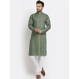 KRAFT INDIA Men Green & beetle Thread Work Kurta-picture-38