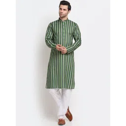 KRAFT INDIA Men Green Thread Work Kurta-picture-15