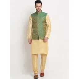 KRAFT INDIA Men Paisley Kurta & Churidar With Nehru Jacket image 1