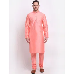 KRAFT INDIA Men Pink Solid Regular Kurta with Churidar-picture-41