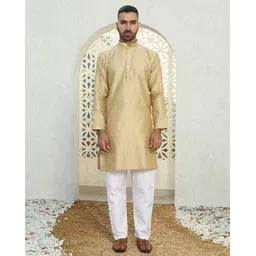 kraft india Men Regular Fit Long Kurta with Mandarin Collar-picture-24