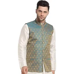 kraft india Men Silk Blend Paisley Nehru Jacket Only-picture-20