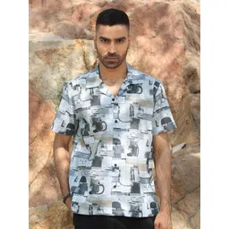 KRAFT INDIA Men Standard Abstract Printed Cuban Collar Casual Shirt-picture-34