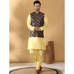 KRAFT INDIA Men Straight Kurta With Churidar And Nehru Jacket-image-44