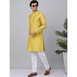 KRAFT INDIA Paisley Woven Design Mandarin Collar Jacquard Straight Kurta-picture-14