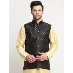 KRAFT INDIA Woven-Design Mandarin Collar Pure Cotton Nehru Jackets-picture-20