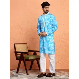 KRAFT INDIA LUXE Men Abstract Printed Thread Work Kurta-picture-17