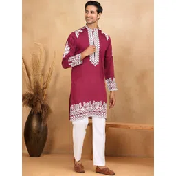 KRAFT INDIA LUXE Men Ethnic Motifs Yoke Design Grandeur & Majestic Artwork Kurta-picture-32