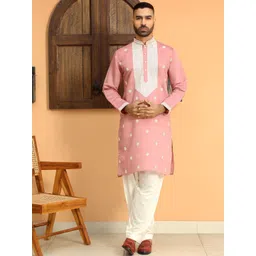 KRAFT INDIA LUXE Men Ethnic Motifs Yoke Design Regular Chikankari Kurta with Salwar-picture-33