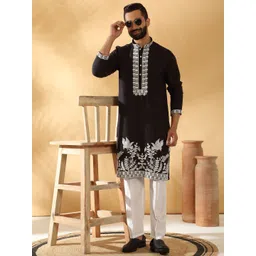 KRAFT INDIA LUXE Men Ethnic Motifs Yoke Design Regular Kurta with Trousers-picture-29