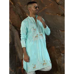 KRAFT INDIA LUXE Men Ethnic Motifs Yoke Design Sequinned Straight Kurta-picture-31