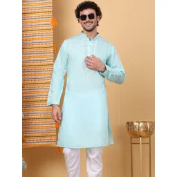 KRAFT INDIA LUXE Men Ethnic Motifs Yoke Design Thread Work Grandeur & Majestic Artwork Kurta-picture-17