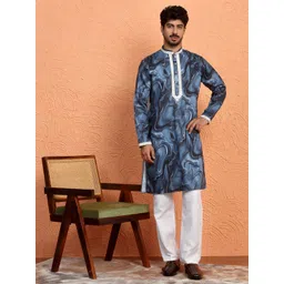 KRAFT INDIA LUXE Men Floral Printed Daily Straight Kurta-image-16