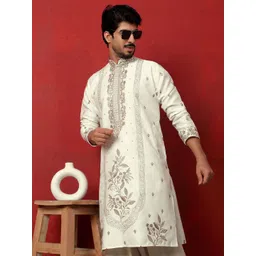 KRAFT INDIA LUXE Men Floral Printed Daily Straight Kurta-image-23