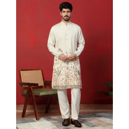 KRAFT INDIA LUXE Men Floral Printed Daily Straight Kurta-image-17