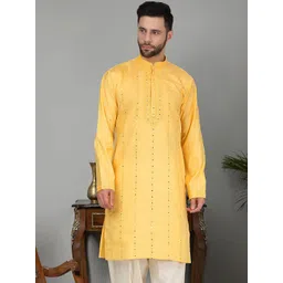 KRAFT INDIA LUXE Men Yoke Design Mirror Work Grandeur & Majestic Artwork Kurta-picture-24