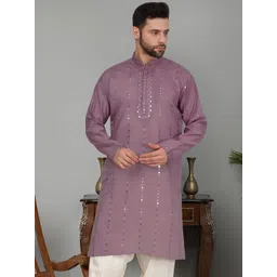KRAFT INDIA LUXE Men Yoke Design Mirror Work Grandeur & Majestic Artwork Kurta-picture-20