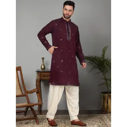 KRAFT INDIA LUXE Men Yoke Design Mirror Work Grandeur & Majestic Artwork Kurta-picture-19