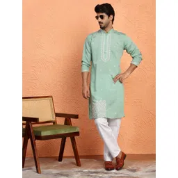 KRAFT INDIA LUXE Men Yoke Design Thread Work Kurta image 5