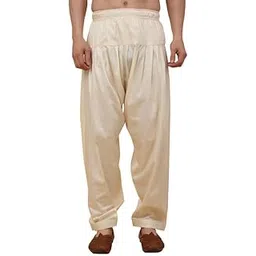 Men's Silk Blend Beige Elastic Waistband Patiala Salwar For Kurta-image-18
