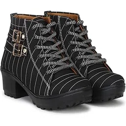 krafter Women's Buckle Boots – Stylish Faux Leather High Ankle Boots for Winter & Casual Wear – Comfortable & Durable-picture-22