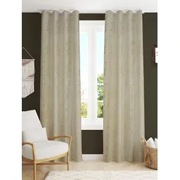 Kraftiq Homes Cream 2Pcs Abstract Room Darkening Window Curtain-picture-32
