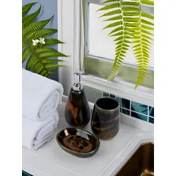 Kraftlik Handicraft Green 3 piece Solid Ceramic Soap Dispenser-picture-37