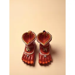 Kraftlik Handicraft Red Terracotta Laxmi Charan Diya Pooja-picture-33