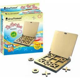 kraftsman Wooden Tic Tac Toe Portable Game for Kids, Teens and Adults with Golden Mirror Shade Strategy & War Board Game-picture-10