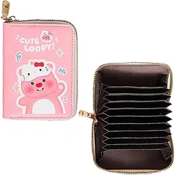 kraptick Kawaii Card Holder - Cute Card Holder for Girls Trendy Card Organizer Stylish with Cartoon Print Harajuku Style Wallet Gift for Girls - Fashionable Card Pouch for Women (Pink)-picture-27