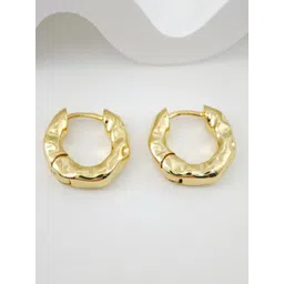 Krelin Gold-Plated Contemporary Shaped Textured Hoop Earrings-picture-25