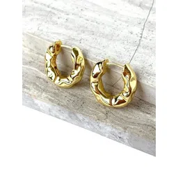 Krelin Gold-Plated Textured Circular Shaped Hoop Earrings-picture-33