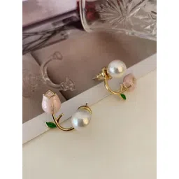 Krelin Pearl Leaf Shaped Studs Earrings-picture-31