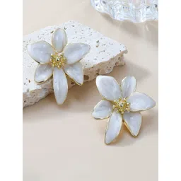 Krelin Rhodium-Plated Ceramic Floral Studs image 1