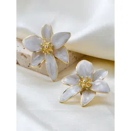 Krelin Rhodium-Plated Ceramic Floral Studs image 2