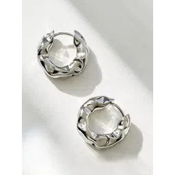 Krelin Rhodium-Plated Contemporary Shaped Sculpted Drop Earrings-picture-12