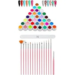 Kreni 36 Colors Nail Art Gel Paint Kit With Brush for DIY Design At Home - Solid Polish Set, Gift for Women-picture-37