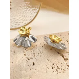 KRENOZ Rhodium-Plated Chunky Floral Studs-picture-21