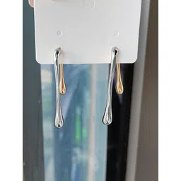 KRENOZ Rhodium-Plated Classic Dual Tone Classic Abstract Drop Earrings-picture-19