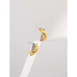 KRENOZ Rhodium-Plated Contemporary Half Hoop Earrings-picture-18