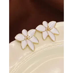 KRENOZ Rhodium-Plated Floral Shaped Studs-picture-35