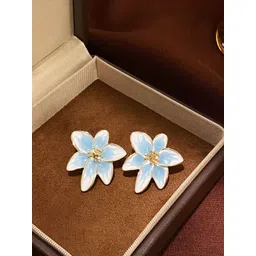 KRENOZ Rhodium-Plated Floral Shaped Studs-picture-27